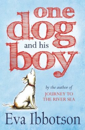 Book cover with a dog looking up