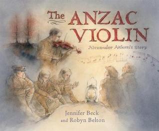 The Anzac violin man playing violin behind soldiers by lamp