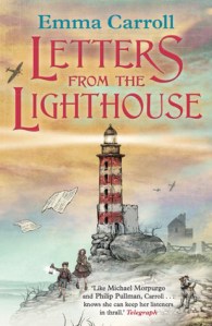 Letters from the lighthouse red and white lighthouse two children walking dog planes overhead