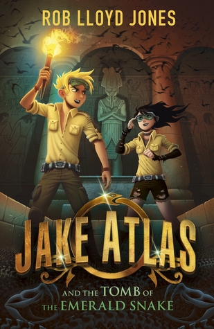 Jake Atlas and the tomb of the emerald snake boy and girl inside ancient temple with torch