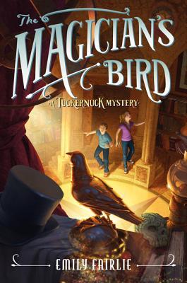 The magician's bird boy and girl by pillars bird on shelf with top hat and jewel