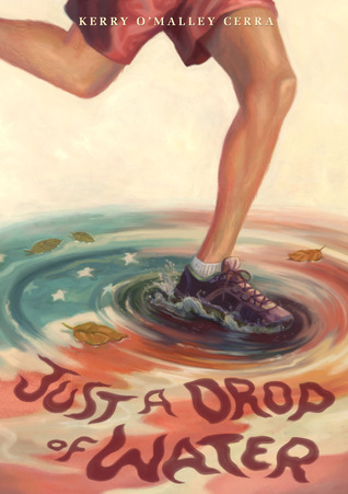 cover image of boy's foot running on puddle of water. image of American flag, red and white stripes with blue and white stars. background cream colour. red letters at bottom reads Just a drop of water.