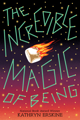 cover image has darkening night sky as background with pin pricks of stars. image of burning comet in middle. green letters across cover reads 'The incredible magic of being.'