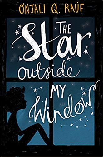cover image of small child in sihouette sitting in bottom left corner of window. dark blue sky with starry constellations. white letters across image reads 'The star outside my window.'